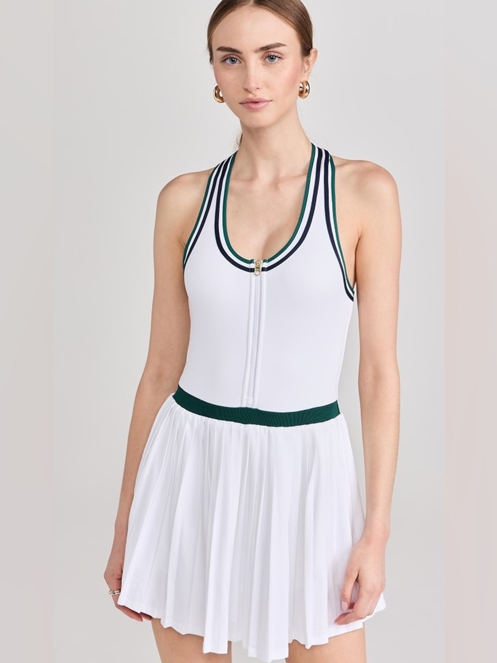 NWT Varley Jane Court White Zip-Front Racerback Dress Sz XS